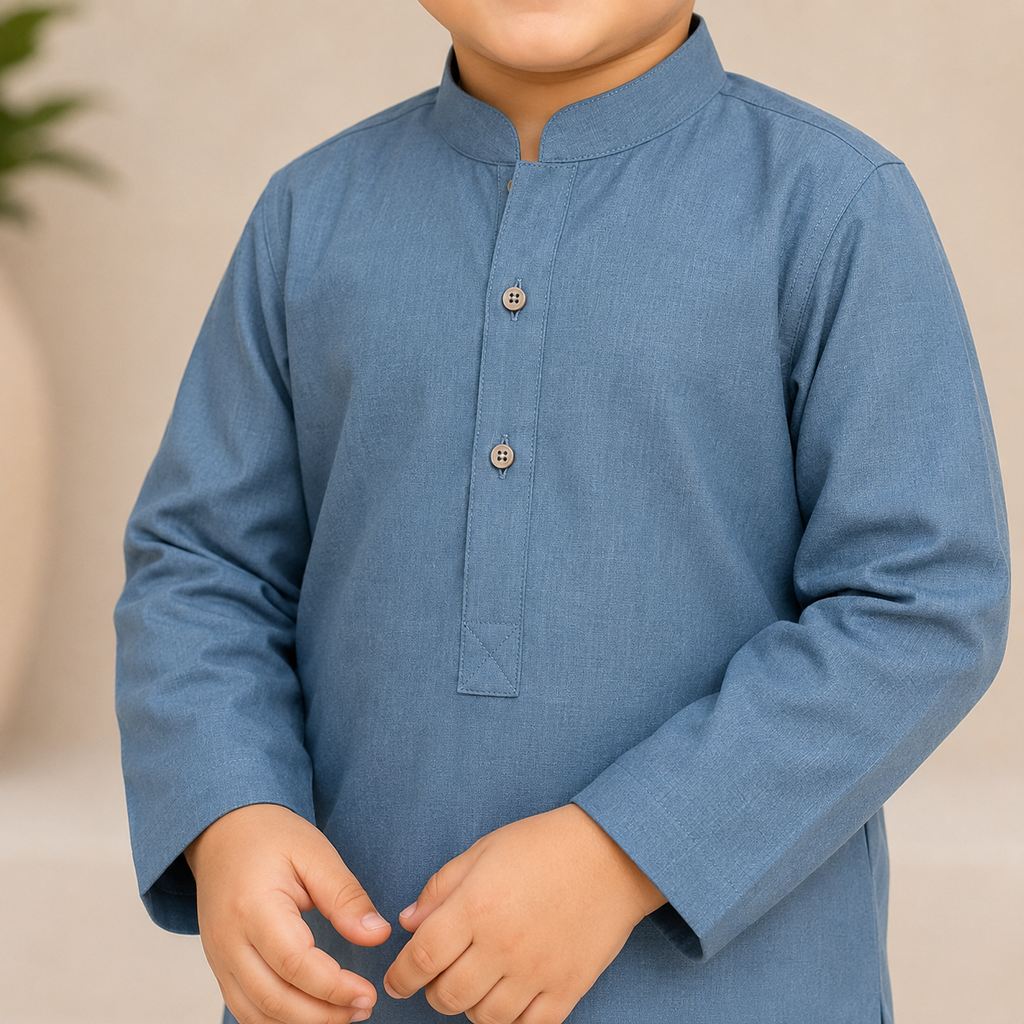 Slate Blue Baby Shalwar Kameez side view - baby shalwar kameez by Little Maryam