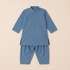 Slate Blue Baby Shalwar Kameez detail view - baby shalwar kameez by Little Maryam