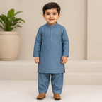 Slate Blue Baby Shalwar Kameez front view - baby shalwar kameez by Little Maryam