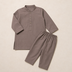Taupe Boski Baby Boy Shalwar Kameez detail view - baby boy Pakistani outfit by Little Maryam