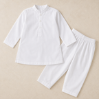 White Boski Baby Boy Shalwar Kameez detail view - baby boy Pakistani outfit by Little Maryam