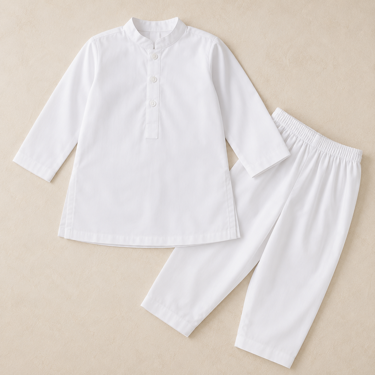 White Boski Baby Boy Shalwar Kameez detail view - baby boy Pakistani outfit by Little Maryam