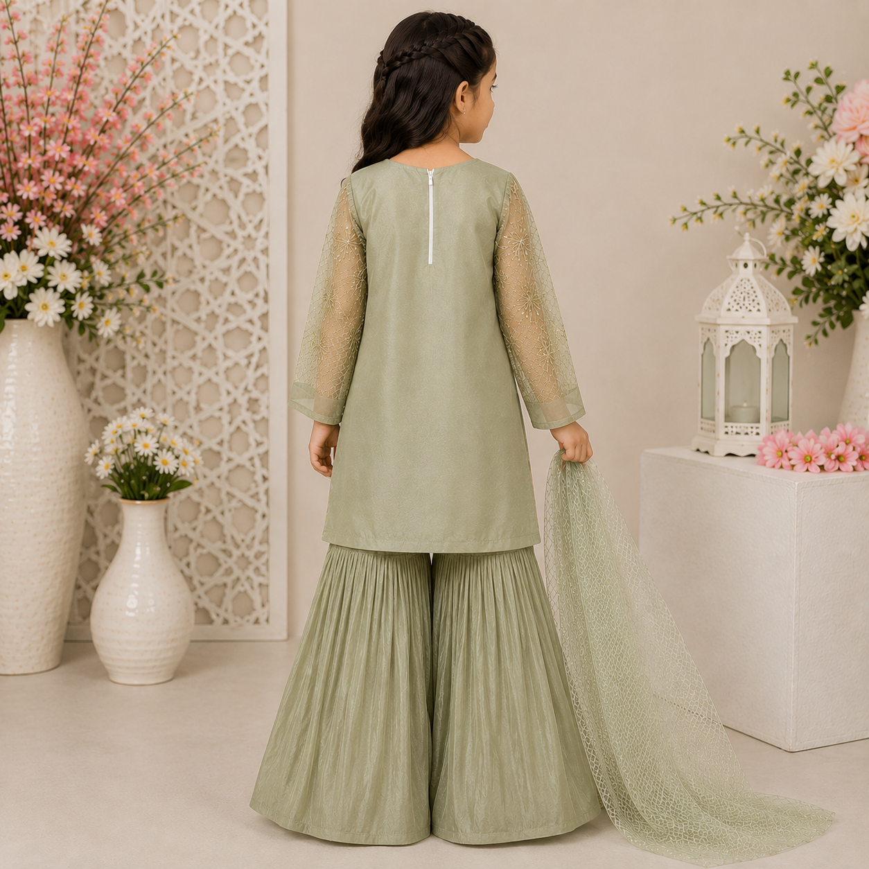 Jashn-e-Azadi Gharara Set back view