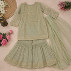Jashn-e-Azadi Gharara Set flat lay