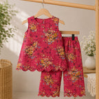 Rosy Blossom Kurti Set side view - baby girl kurti set by Little Maryam