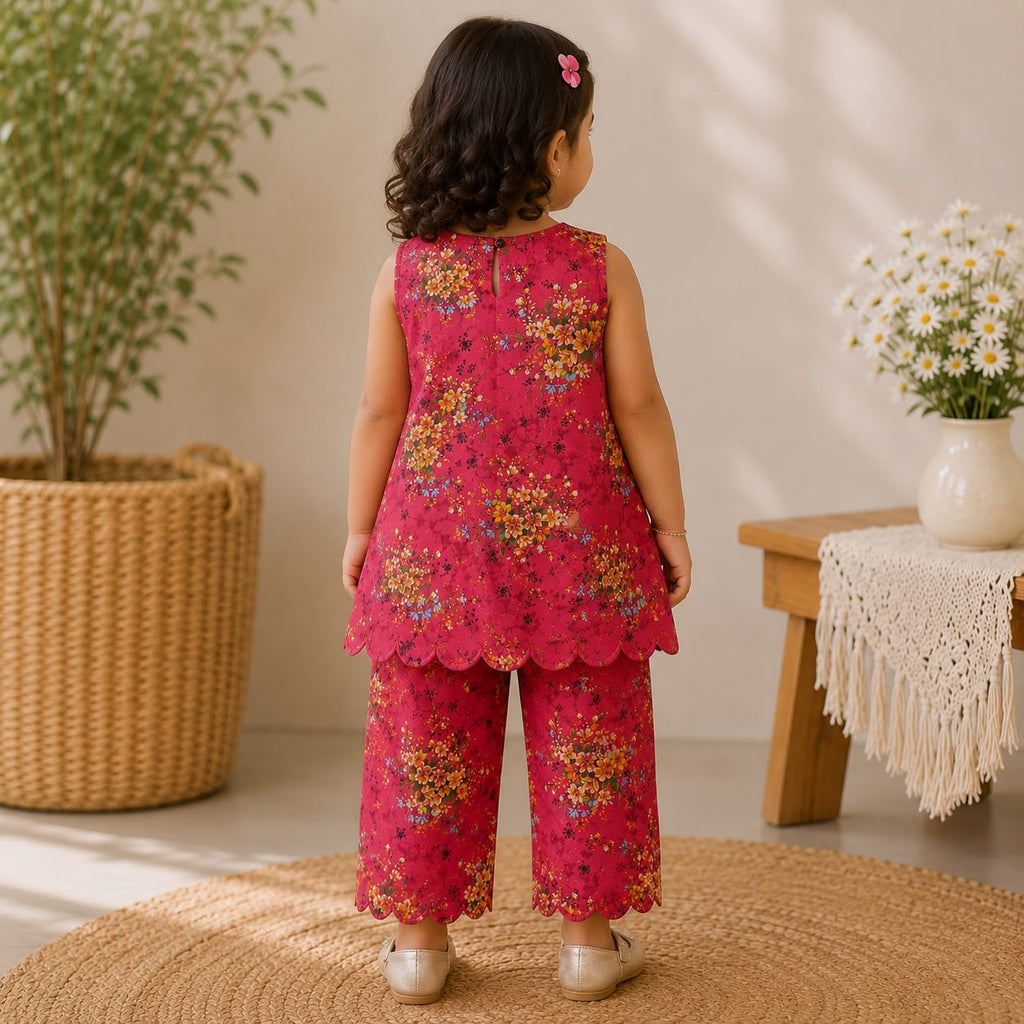 Rosy Blossom Kurti Set outfit view - baby girl kurti set by Little Maryam