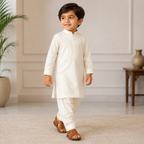 Off-White Boys Classic Kurta outfit view - baby boy Pakistani outfit by Little Maryam